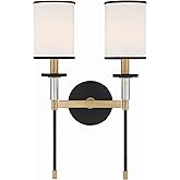 Crystorama Hatfield 2 Light Black Forged + Vibrant Gold Sconce