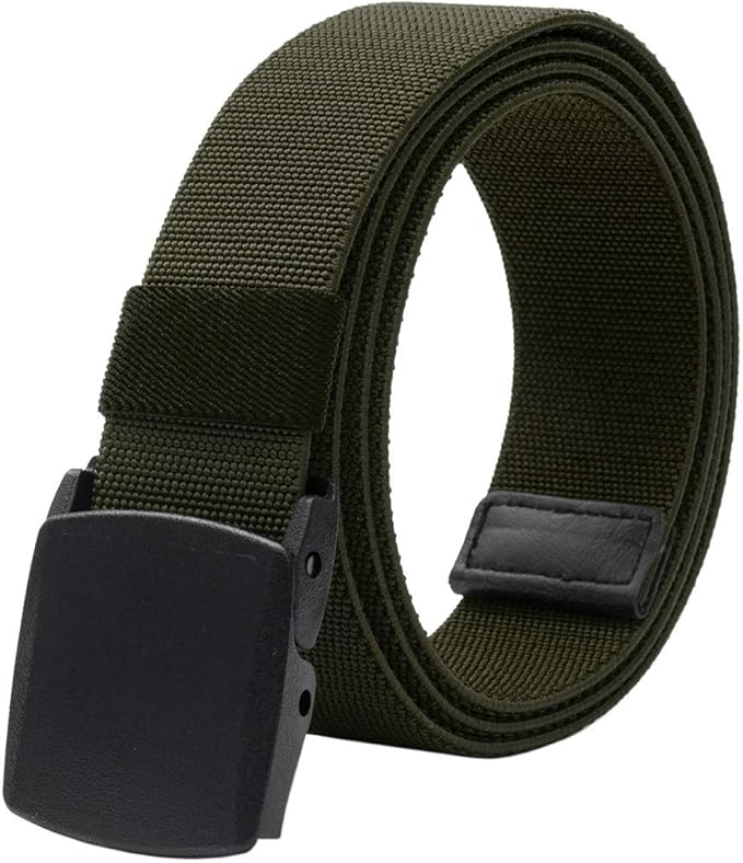 LionVII Men Elastic Stretch Canvas Belt with Plastic Buckle, Breathable