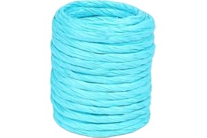 ALLWSLUCKY 15Yard Raffia Paper Ribbon, 4mm Paper String Colorful Twisted Paper Craft Rope Wrapping Ribbon for DIY Making Flower Basket, Present Wrapping,Party Decor… (Lake Blue)