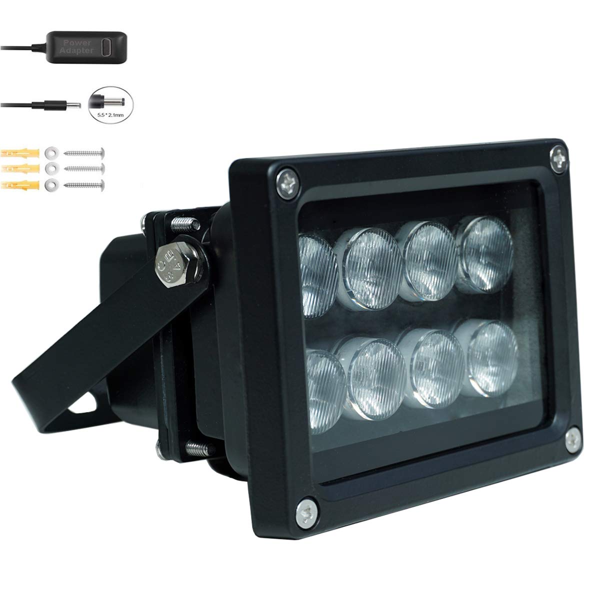 JC IR Illuminator 8Led Infrared Light Wide Angle 90°with Power Adapter