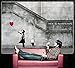 GREAT ART Wallpaper Banksy Art Balloon Girl - Mural Decoration There is Always Hope Girls Balloons Banksy Street Style Stencil (82.7 Inch x 55 Inch)