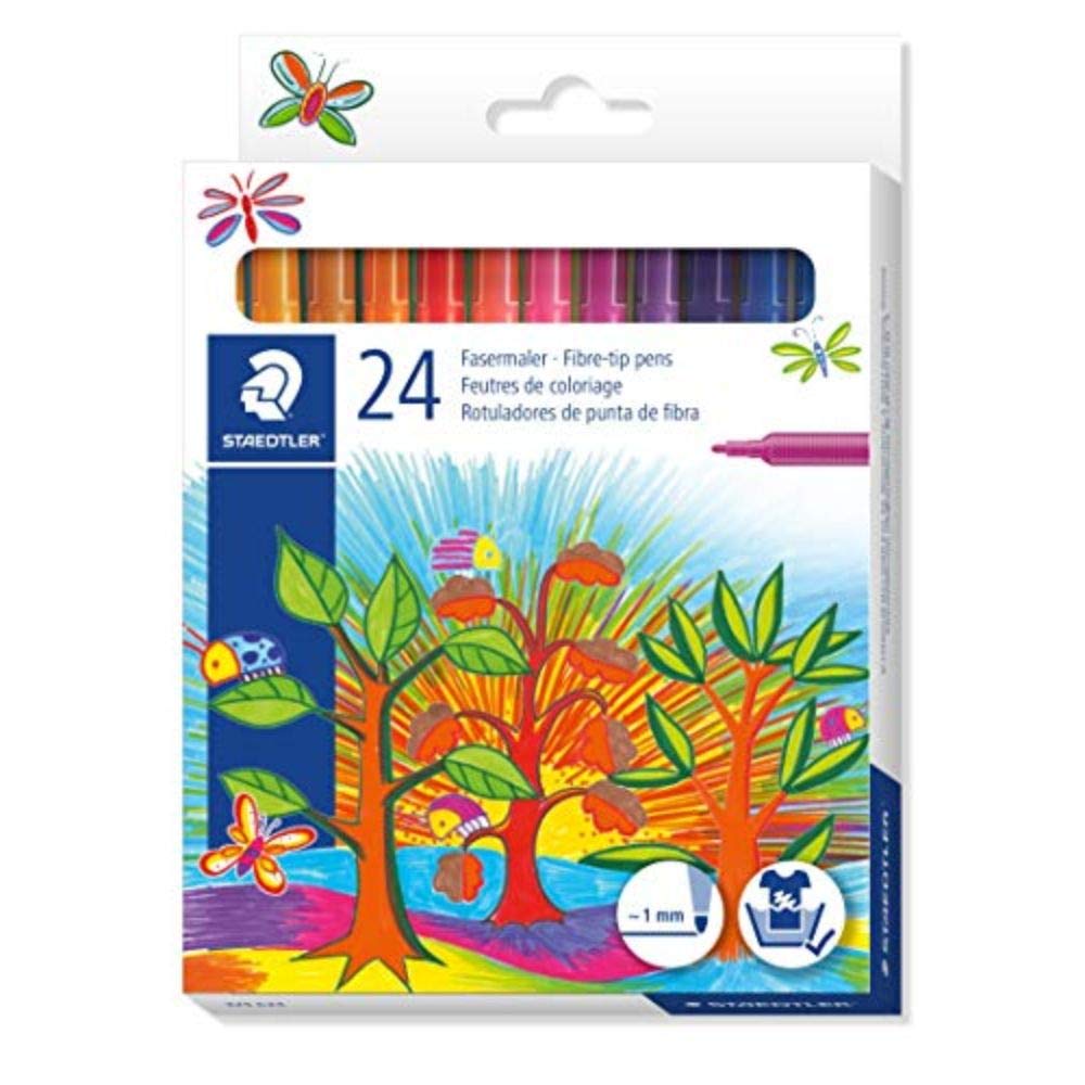 STAEDTLER 325 C24 Fibre-Tip Colouring Pen, 1.0mm Fine Tip - Assorted Colours (Pack of 24)
