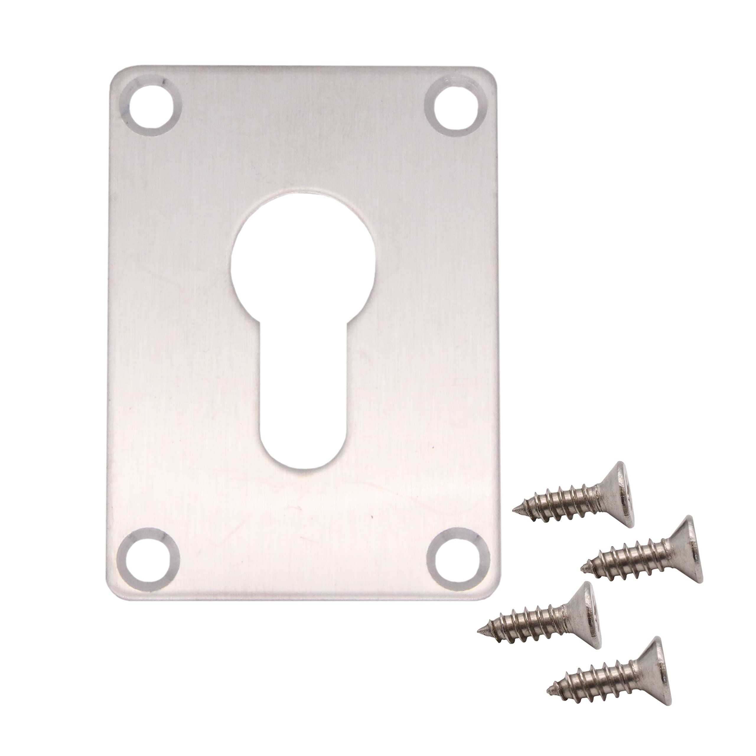 Repair Escutcheon Key Hole Cover Plate Euro Profile Screw Fix Satin Stainless Steel 65 x 47mm