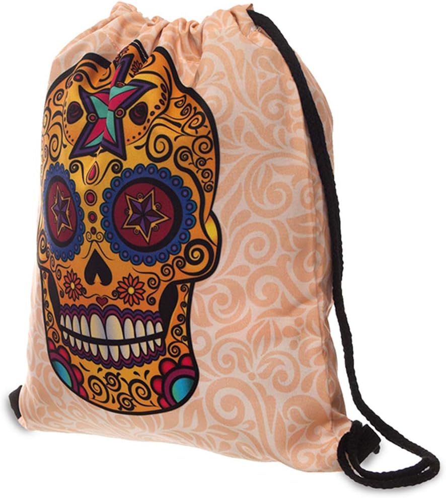 PREMYO Drawstring Gym Bag Backpack Quote Print Skull Rucksack for School Sports Travel Women Children Birthday Present - Image 3