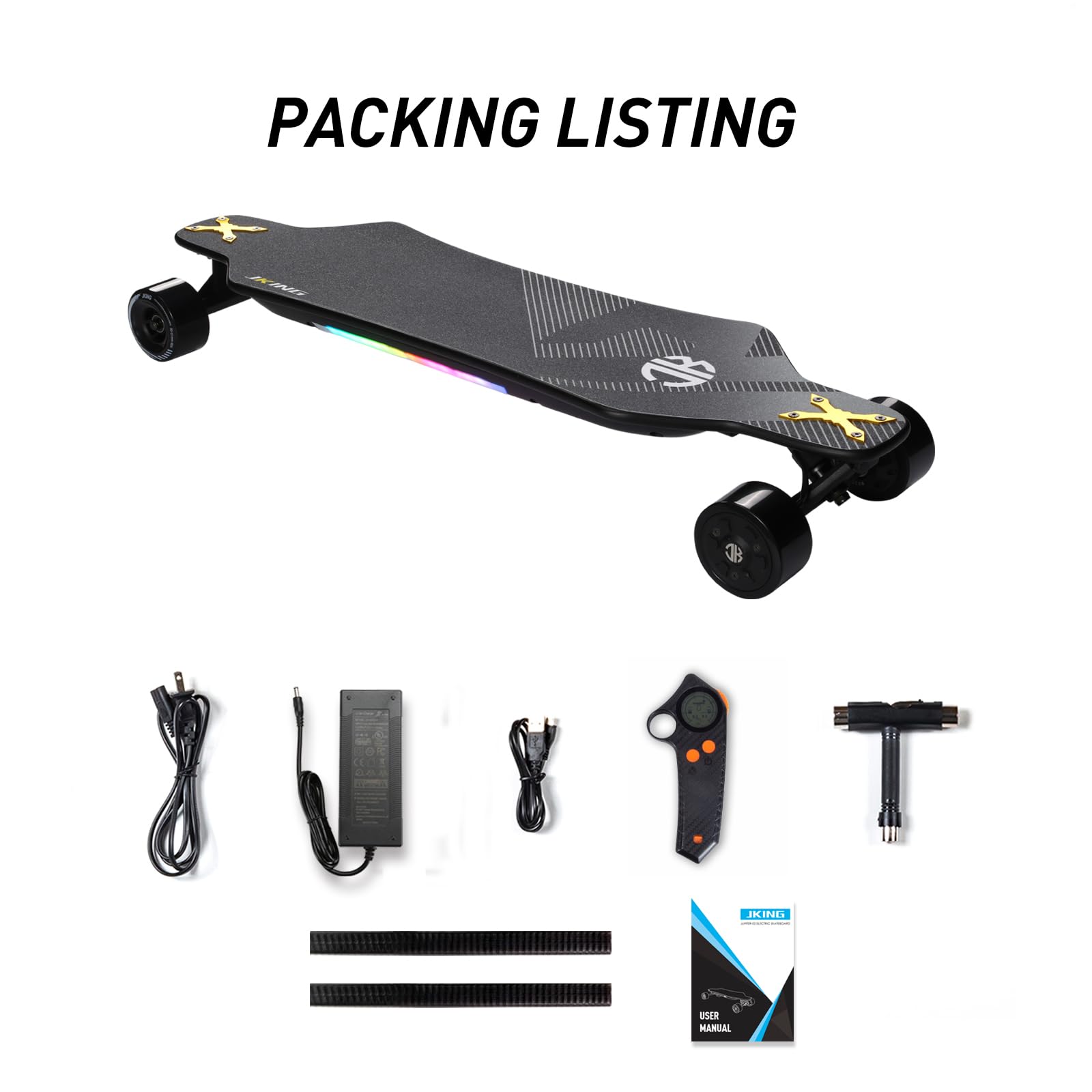 JKING Electric Skateboard Electric Longboard with Remote Control Electric Skateboard,900W Hub-Motor,26 MPH Top Speed，21.8 Miles Range,3 Speed Adjustment，Max Load 330 Lbs,6 Months Warranty