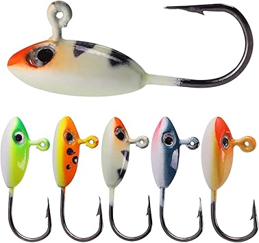 Amazon Sougayilang アイスフィッシングジグ 冬釣りハードルアー トレブルフック付き レッド 釣り餌ルアーキット タックルボックス入り バスパイク トラウト ウォールアイ 海水淡水用 5個 Sougayilang ルアー