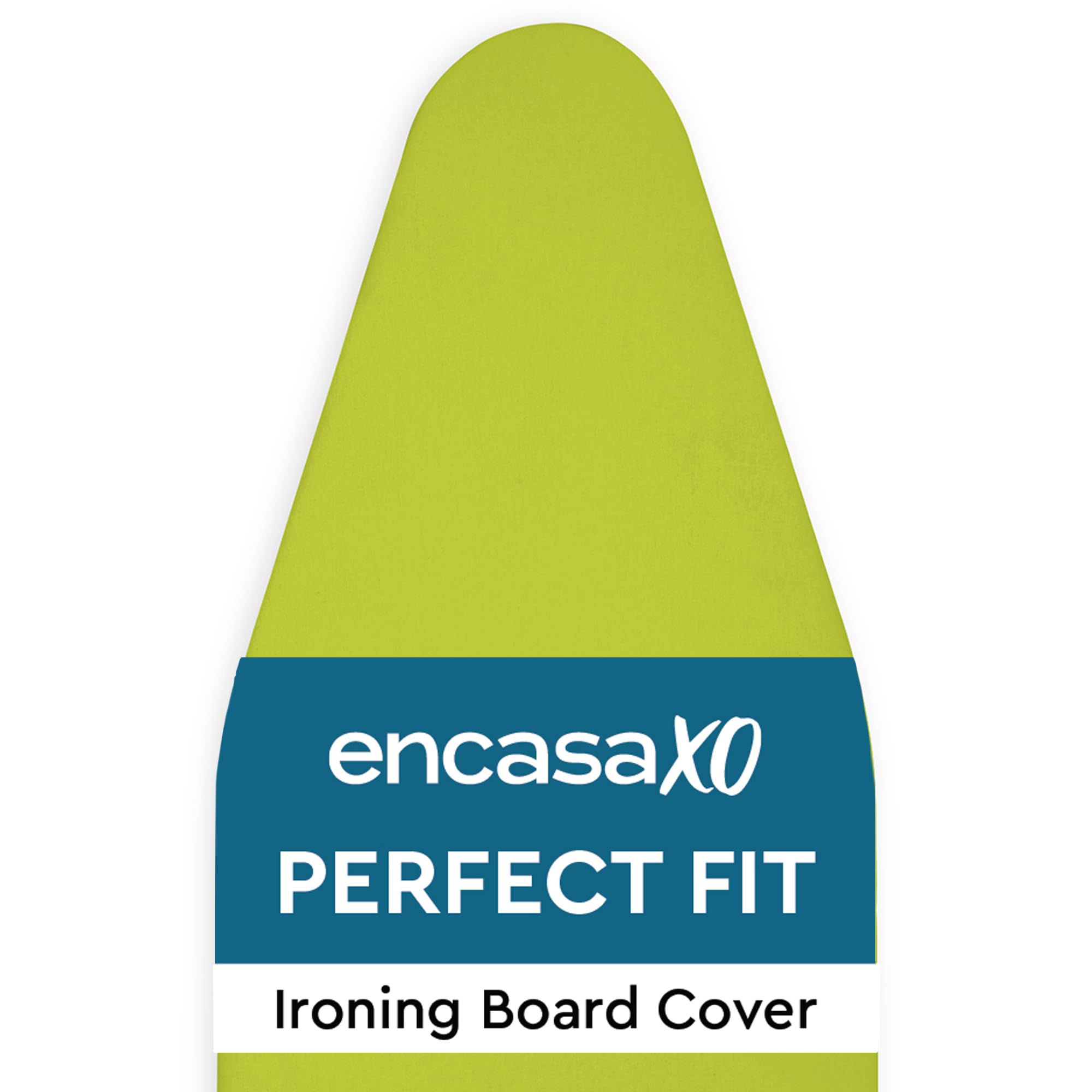 Encasa XO Mini Ironing Board Cover with Extra Thick Pad, Plain Colors, Elasticated, (Fits Standard Large Boards of 125x39 cm) Heat Reflective - Lime Green