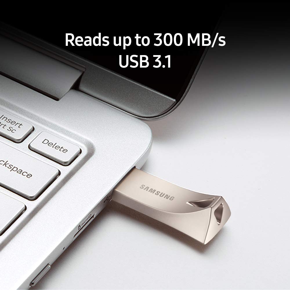 Samsung BAR Plus 64GB - 300MB/s USB 3.1 Flash Drive Champagne Silver (MUF-64BE3/AM)