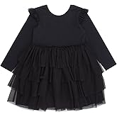 RuffleButts Girls Flutter Tulle Long Sleeve Twirl Dress
