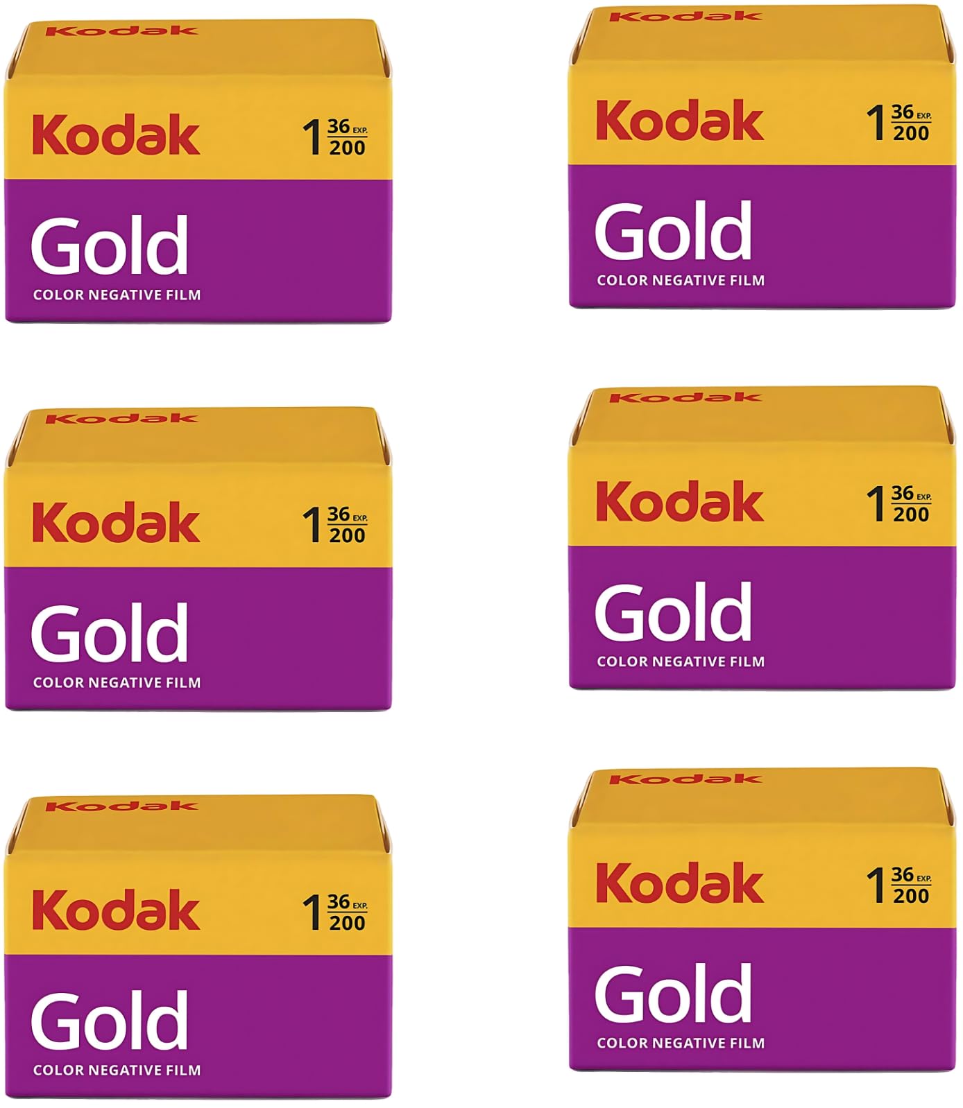Kodak Gold 200 35mm Film Bundle, 6 Rolls (2x3 Pack), 36 Exposures Each, for 35mm Film Camera Includes Balveli Premium Microfiber Cloth-Kodak 6 Roll Pack