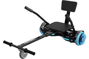 Hover-1 Turbo Hoverboard Combo | Seat Attachment Buggy, 7 MPH Top Speed, 6 Mile Range, 400W Motor (2x 200W), 4.5Hr Charge Time, 220lbs Max Weight Hoverboard GO Kart for Kids and Adults, Black