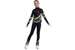 easyforever Kids Girls Figure Skating Gymnastics Outfit Long Sleeve Sweatshirt Jacket with Leggings Set