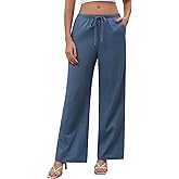 QIANXIZHAN Linen Pants Women,Summer Beach Wide Leg Palazzo Pants Drawstring
