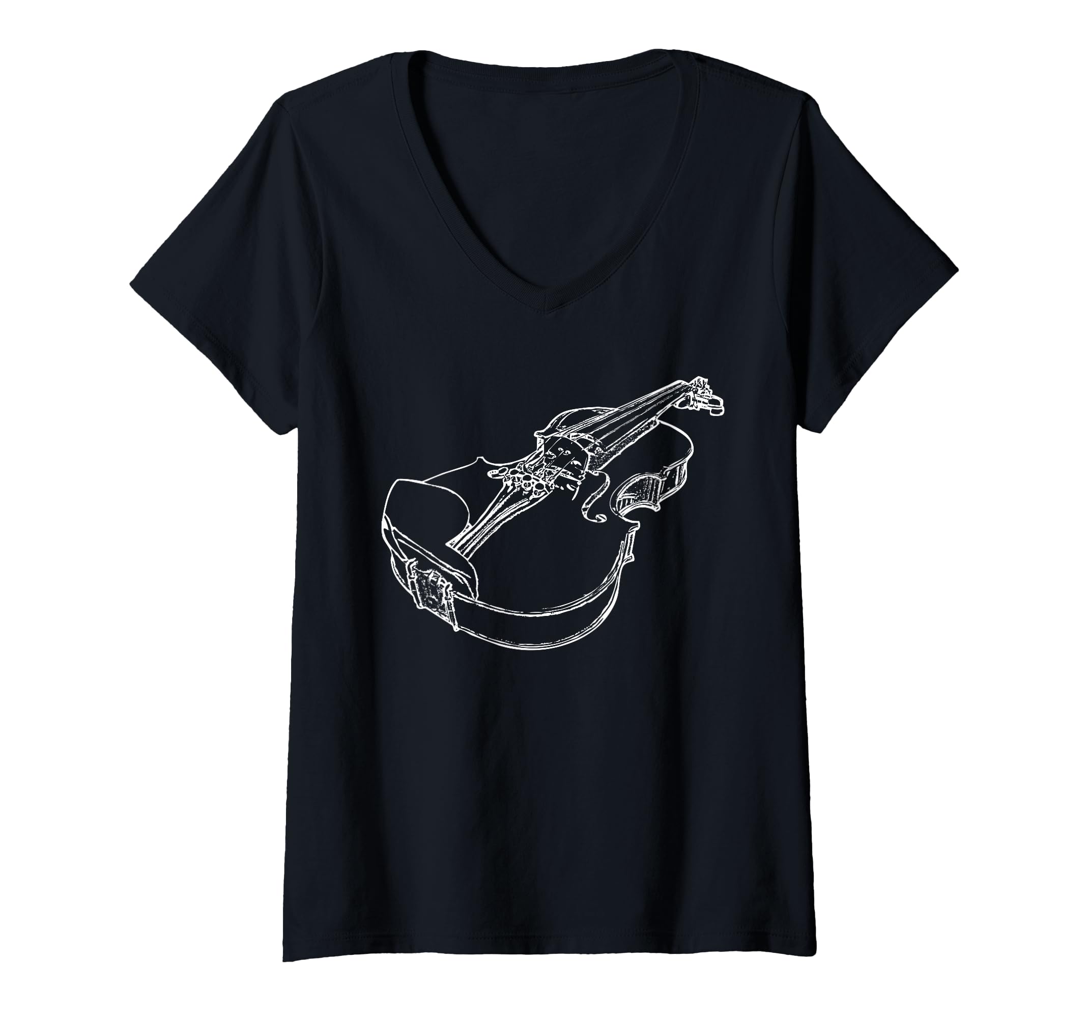 Womens Violin Fiddle Musician String Instrument Violinist Gift V-Neck T-Shirt