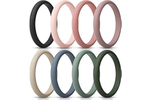 ThunderFit Women’s Silicone Thin and Stackable Anniversary Ring Enhancers, Silicone Wedding Bands, 2.5mm Wide 2mm Thick, Vari