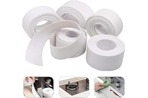 ACONNET 5 Rolls Caulk Strip 10.5 Ft x 1.5 Inch Professional Self-Adhesive Caulk Strip, PVC Waterproof Sealing Tape Caulking Sealant Tape for Bathroom Bathtub, Kitchen, Toilet, Wall Edge Protector, White