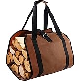 Firewood Carrier Log Bag Waxed Canvas Log Tote Bag for Indoor Fireplace Log Holders with Handle Large Fire Wood Carriers for Outdoor Fire Pit Fireplace Wood Stove Accessories Log Bag
