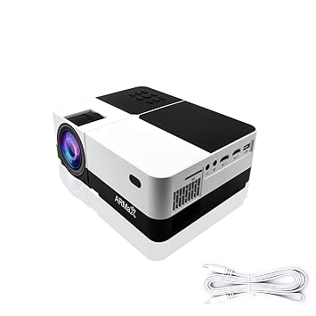 2018 ARMax 4.3' LCD Movie Projector,Multimedia Home Theater Projector Support 1080P with Free HDMI Cable, 360° Speaker Black and White (480P)