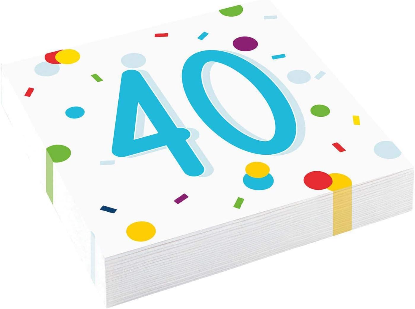 20 Confetti Birthday 40th Birthday Luncheon Napkins 33cm, Multicolor