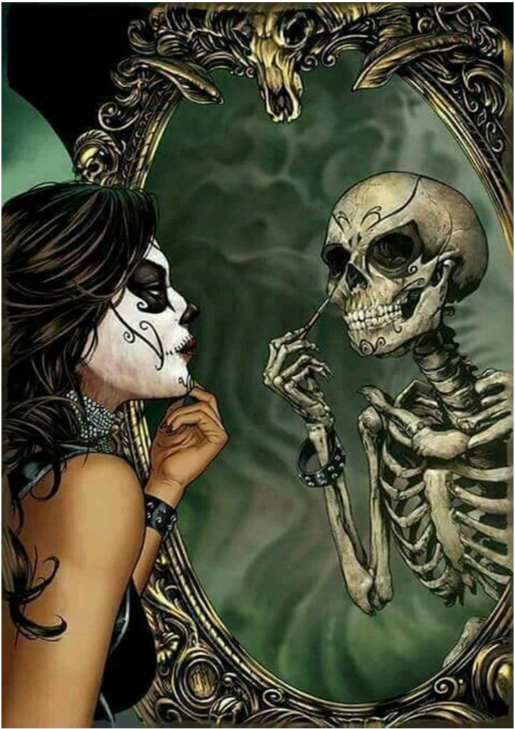 KOVIPGU Skull Witch DIY 5D Full Drill Diamond Painting Square Embroidery Cross Stitch Kit Rhinestone Home Decor Craft