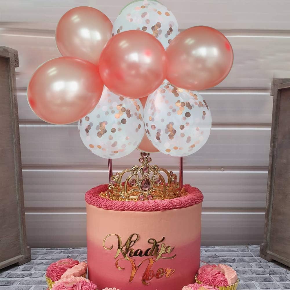 Amazon Com Wocuz Rose Gold Balloon Cloud Cake Topper 10pcs 5 In Rose Gold Confetti Mini Balloon Garland Cake Topper For Cake Decoration Girl Birthday Baby Shower Bridal Shower Party Decorations Toys