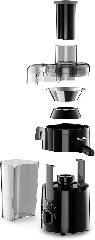 Frutelia JU370810 - Licuadora 350 W, gran diámetro de apertura, diseño compacto, 2 velocidades, filtro de acero inoxidable, depósito de 950 ml, piezas extraíbles aptas para lavavajillas