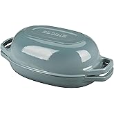 EDGING CASTING Enameled Cast Iron Oval Dutch Oven Pot with Lid, Dutch Oven for Sourdough Bread Baking, Bread Oven, Bread Dutch Oven, Oval Bread Pan, 5qt, Seasalt
