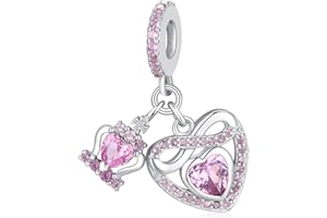 BETTY&SARAH Birthstone Charms for Pandora Charms Bracelets - 925 Sterling Silver Infinity Heart Dangle Charm fit Bracelet and Necklace Birthday Jewelry Gifts For Women