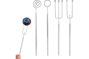 4pcs Chocolate Dipping Tools, Stainless Steel Candy Dipping Fork Spoon Set Fondue Forks Baking Supplies Accessories Suitable 