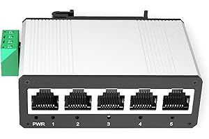 Space Saving Design Industrial Gigabit Switches 5 Port Aluminum Shell Rails Mount IP40 Rate Din Rails Gigabit Ethernet Switch