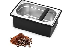LYHLYA Espresso Knock Box, Stainless Steel Coffee Knock Box Large Capacity Coffee Pucks Container Espresso Machine Tool for Coffee Ground