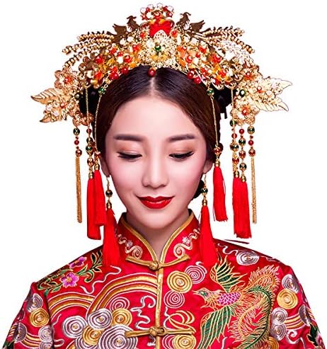 KPHY Beautiful headdress/Bridal Costume Accessories Xiu Wo Chinese Retro Han Fu Feng Guan Xia Jewelry Wedding Dress Accessories