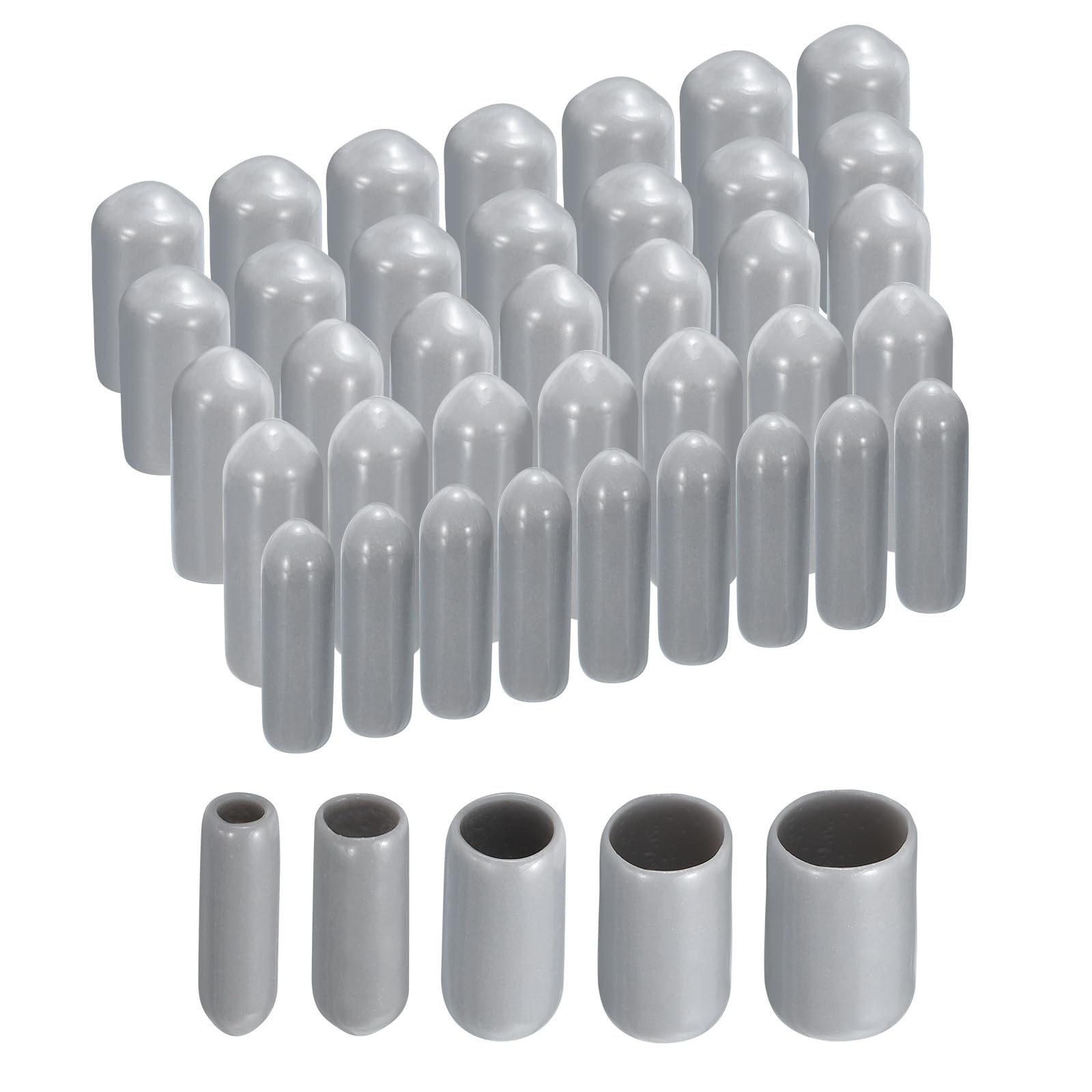 Photo 1 of uxcell 50pcs Round Rubber End Caps 1/8" 3/16" 1/4" 5/16" 3/8" Grey Vinyl Cover Screw Thread Protectors Assortment Kit(3mm 5mm 6mm 8mm 9.5mm)
