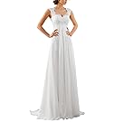Erosebridal 2018 New Sleeveless Lace Chiffon Wedding Dress Bridal Gown Size 4 White