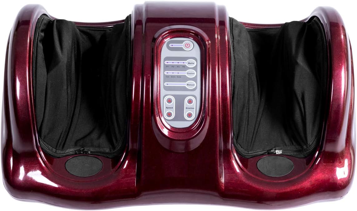 Giantex Foot Massager Machine Massage for Feet, Chronic Nerve Pain Therapy Spa Gift Deep Kneading Rolling Massage for Leg Calf Ankle, Electric Shiatsu Foot Massager w/ Remote, Burgundy: Health & Personal Care
