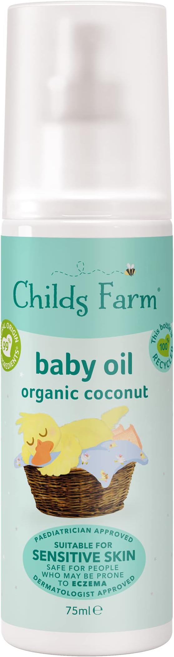 Childs Farm Baby Oil 75ml Organic Coconut Oil for Dry Sensitive Skin