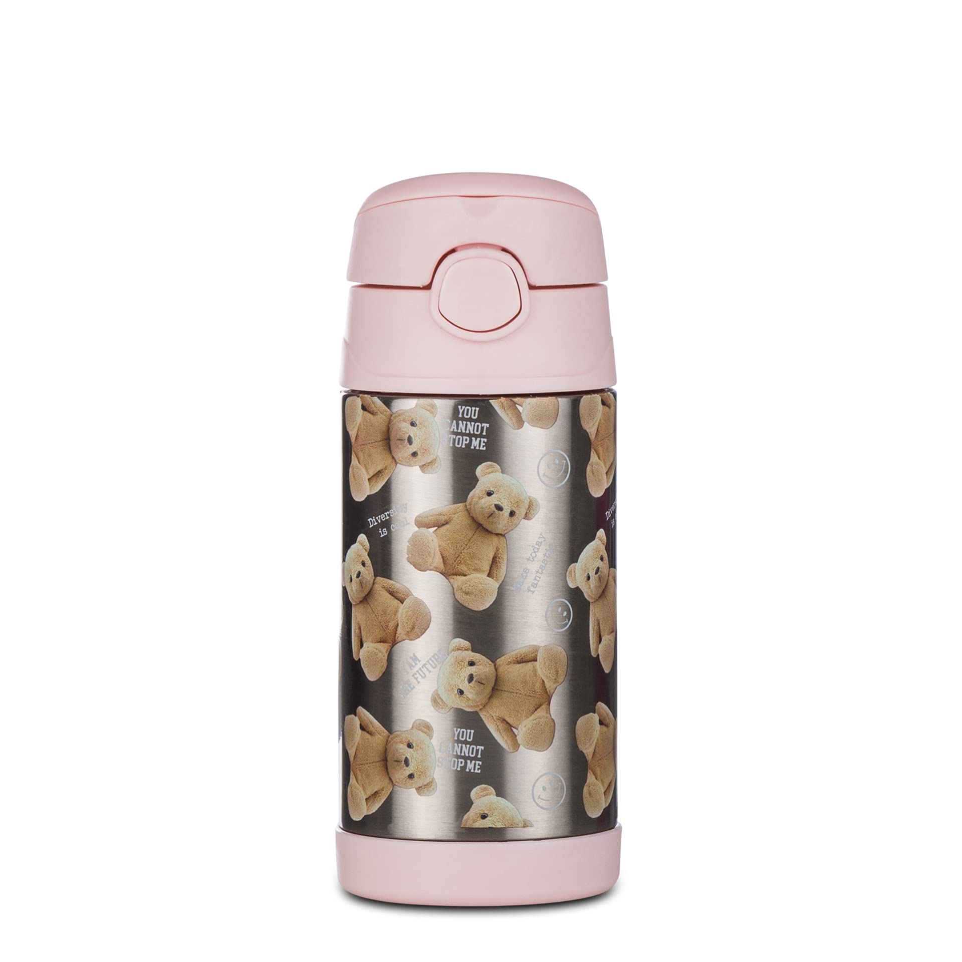 Tri-Coastal Design Bottle Bear – Fantasy – Water Bottle 300 ml – Temperature Maintenance up to 12 Hours – School, Travel, Leisure – Girl Bottle, Multicoloured (Silver Bears), 300 ml, Casual