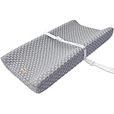 BlueSnail Housse de matelas à langer ultra douce et profilée en bambou pour bébé Gris