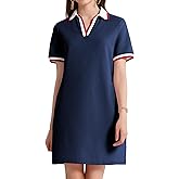 PEHMEA Women's Polo Dress Collared Short Sleeve V Neck Golf Tennis Casual Mini Summer Shirt Dresses with Pockets