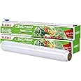 KAMMAK Plastic Wrap, Food Wrap with Slide Cutter, Cling Wrap 12 inch Food Service Clear Cling Film 2 Pack 300 Square FT Roll BPA-Free Microwave-Safe Kitchen Wrap Quick Cut Plastic Film