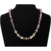 Gemstone Necklace Handmade One of a Kind Men's Woman's Unisex Phosphosiderite, Rose Quartz, Amethyst Gemstones Art Jewelry Necklace