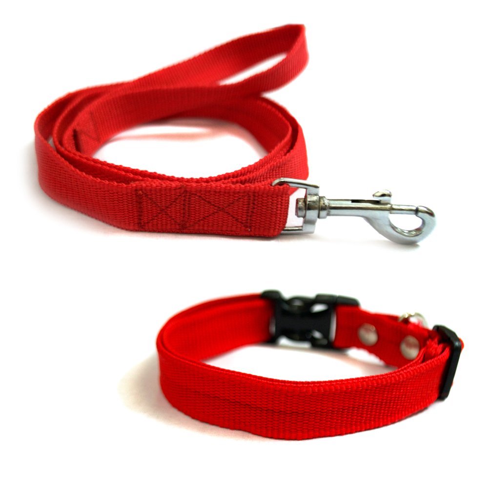 Buy Red Nylon Adjustable Dog Collar Leash Set (ML) Online at Low
