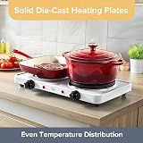 Quest 35250 Electric Twin Hob Hot Plate 1000W 1500W 5 Settings White view 6