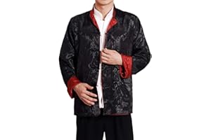 GENERIC Chinese New Year Men Traditional Tang Jacket Kung Fu Wing Chun Uniform Wedding Party Long Sleeve Top Coat