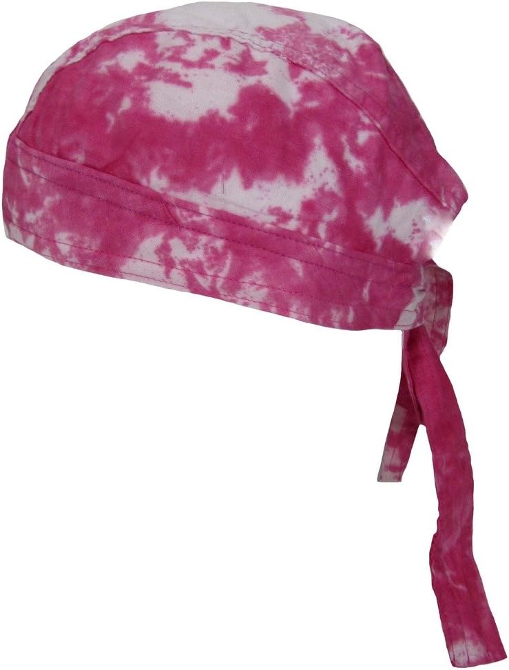 Flaming Skulls Women's Premium Cotton Tie Dye Skull Cap, Pink