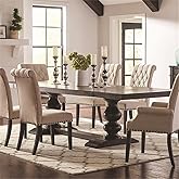 BOWERY HILL Extendable Dining Table, 30" H x 94.75"-122.75" L x 42" W, Hardwood Construction, Antique Noir Finish, Trestle Base, Traditional Style, Seats 10, Ideal for Formal Dining Room