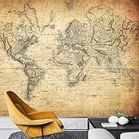 Wall Mural Map Removable Self-Adhesive Wallpaper Wall Decoration for Bedroom Living Room - 66x96 inches