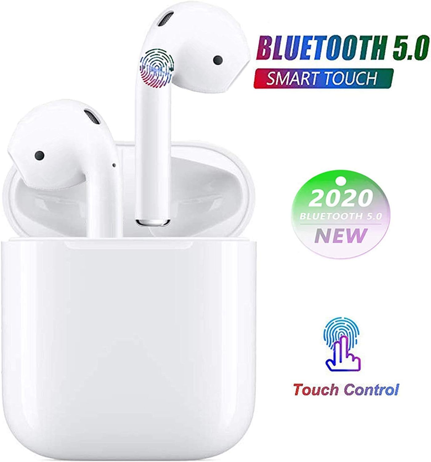 Wireless Earbuds, Bluetooth 5.0 in Ear Wireless Earphones, Case Built-in Mic TWS Stereo Headphones Noise Canceling Headphones with Charging Compatible for All Bluetooth Devices (white)
