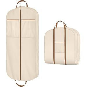 Zilink Organic Cotton Garment Bags for Travel Luxury Suit Bag 48 in, Beige | Carry Handle, Smooth Zipper, Large Pocket, Garme