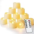 Homemory 12pcs Remote Timer LED Tea Lights Candles, 400+Hours Flickering Flameless Battery Operated Votive Candles for Tablet